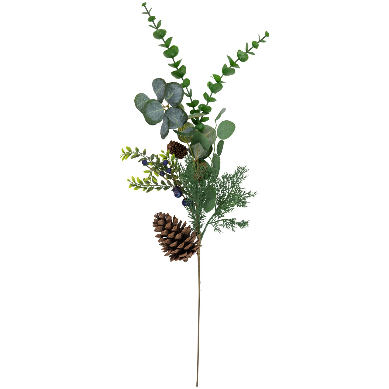 32" Eucalyptus, Pinecones and Blueberries Artificial Pine Christmas Spray