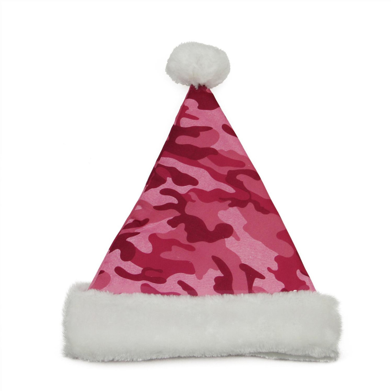 21" Pink and White Camouflage Adult Christmas Santa Claus Hat - Medium