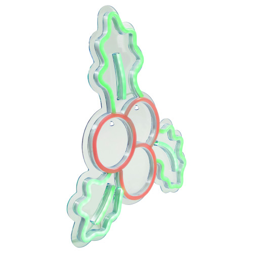 12" LED Lighted Neon Style Holly Berries Christmas Window Silhouette