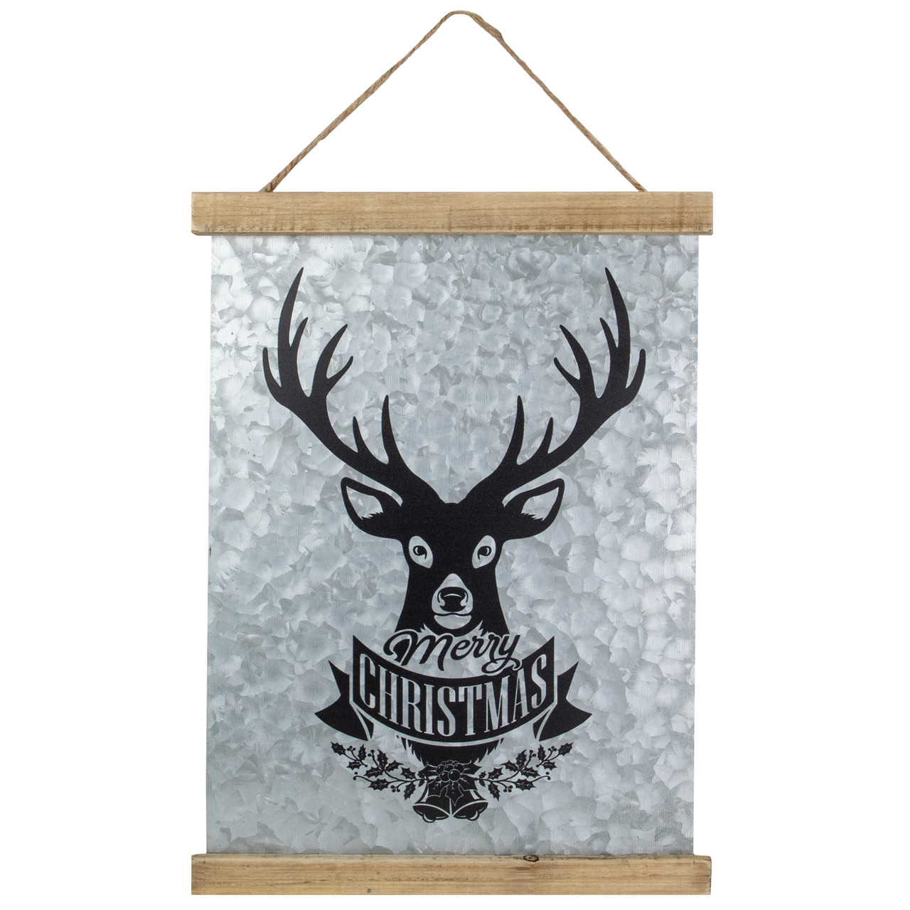 16�� Merry Christmas Reindeer Galvanized Sheet Metal Hanging Wall Sign
