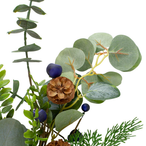 32" Eucalyptus, Pinecones and Blueberries Artificial Pine Christmas Spray