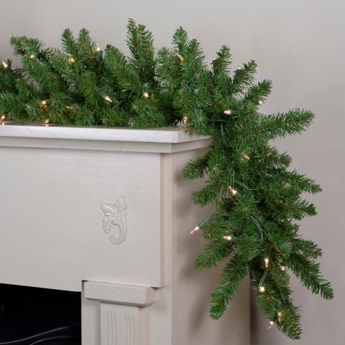 Pre-Lit Eastern Pine Artificial Christmas Garland - 9' x 12" - Clear Lights