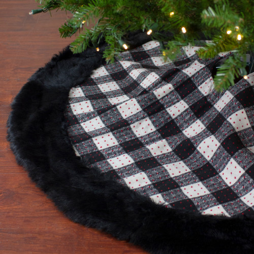 Buffalo Plaid Christmas Tree Skirt - 48" - Black and White