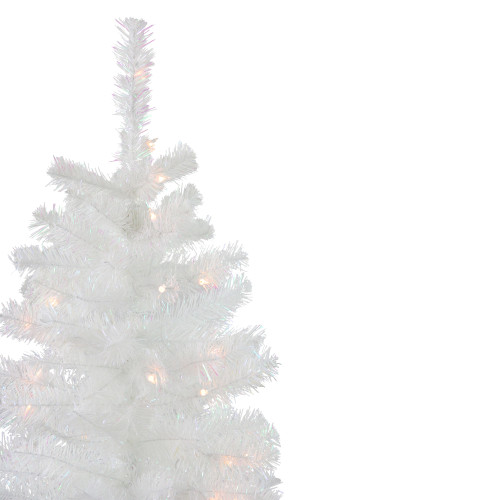 4' Pre-Lit Slim White Artificial Tinsel Christmas Tree - Clear Lights