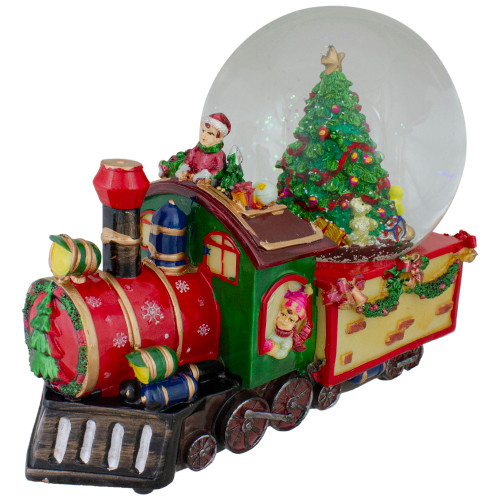 Christmas Train with Tree Musical Snow Globe Decoration - 8"
