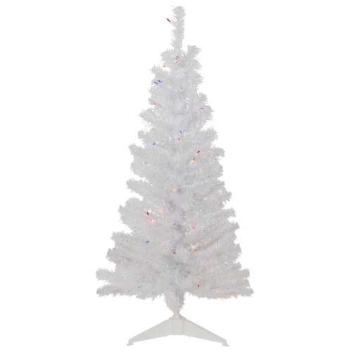 4' Pre-lit Rockport White Pine Artificial Christmas Tree, Multi Lights
