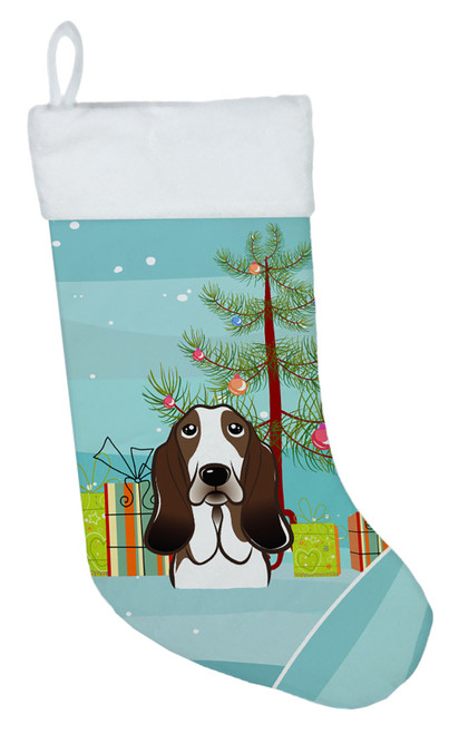 Christmas Tree and Basset Hound Christmas Stocking BB1615CS