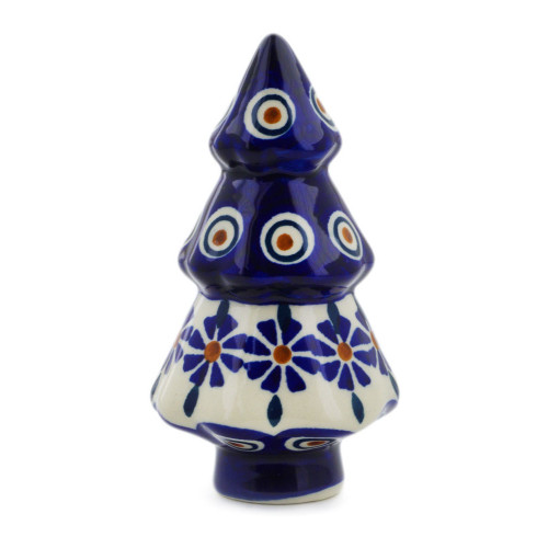 Polmedia Polish Pottery Christmas Tree Figurine 5" Peacock