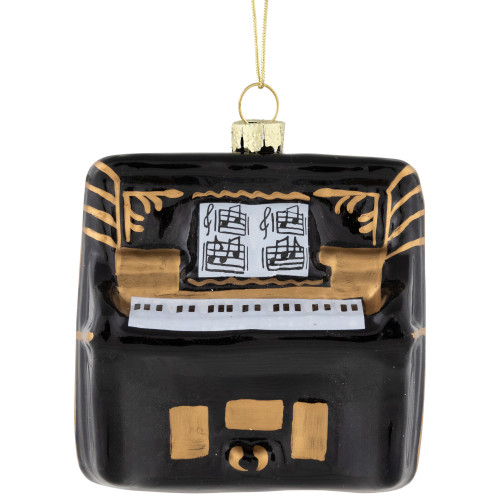 3" Black and Gold Organ Glass Christmas Ornament