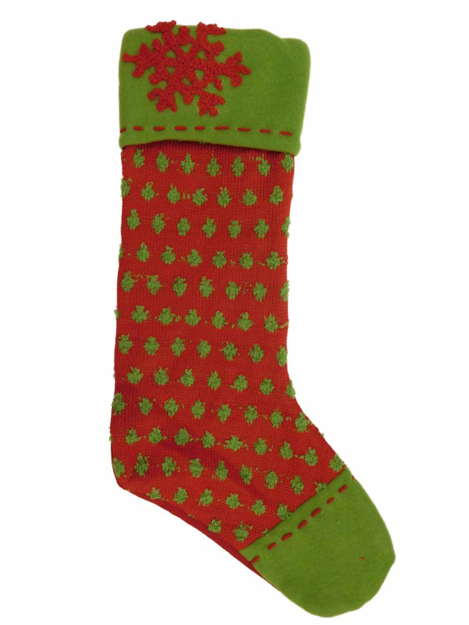 Embellished Red & Green Polka Dot Christmas Holiday Stocking