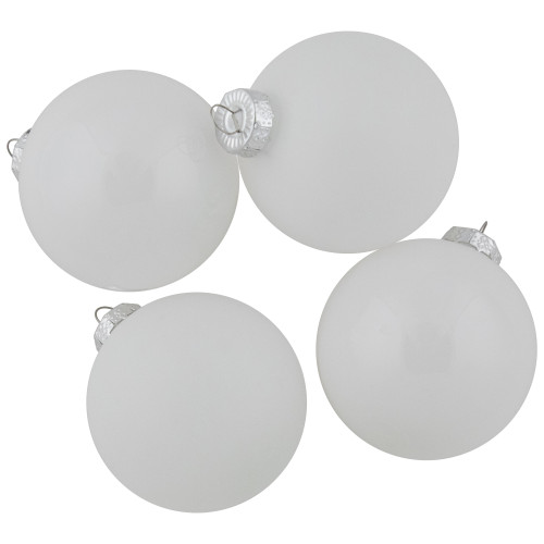 9ct Shiny and Matte White Glass Ball Christmas Ornaments 2.5" (65mm)