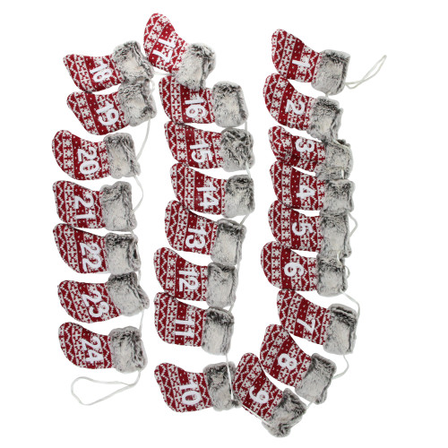 7.8' x 5" Red and Gray Countdown Christmas Stocking Garland - Unlit