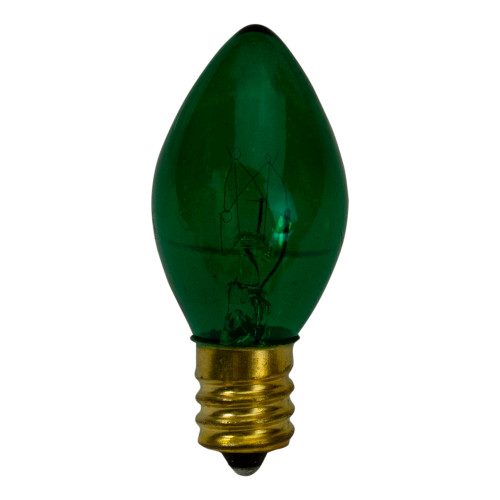 Set of 4 Green C7 Transparent Christmas Replacement Bulbs - 4"