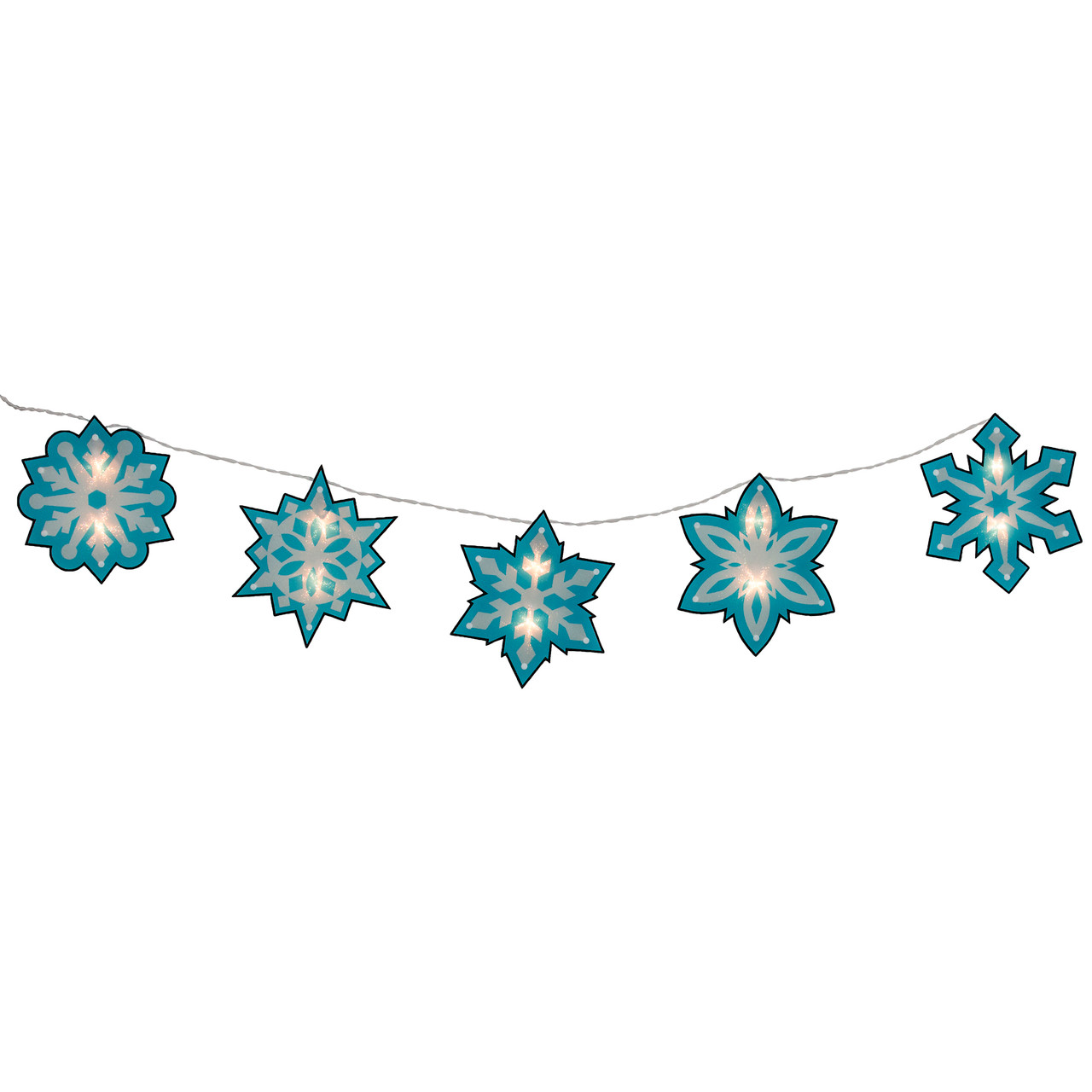 10ct Blue and White Snowflake Christmas Light Set �C 4.5-Feet, White Wire