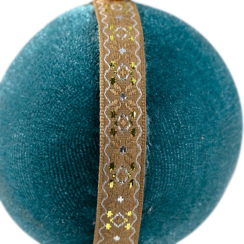Velour Christmas Ball Ornament - 3.25" - Teal Green