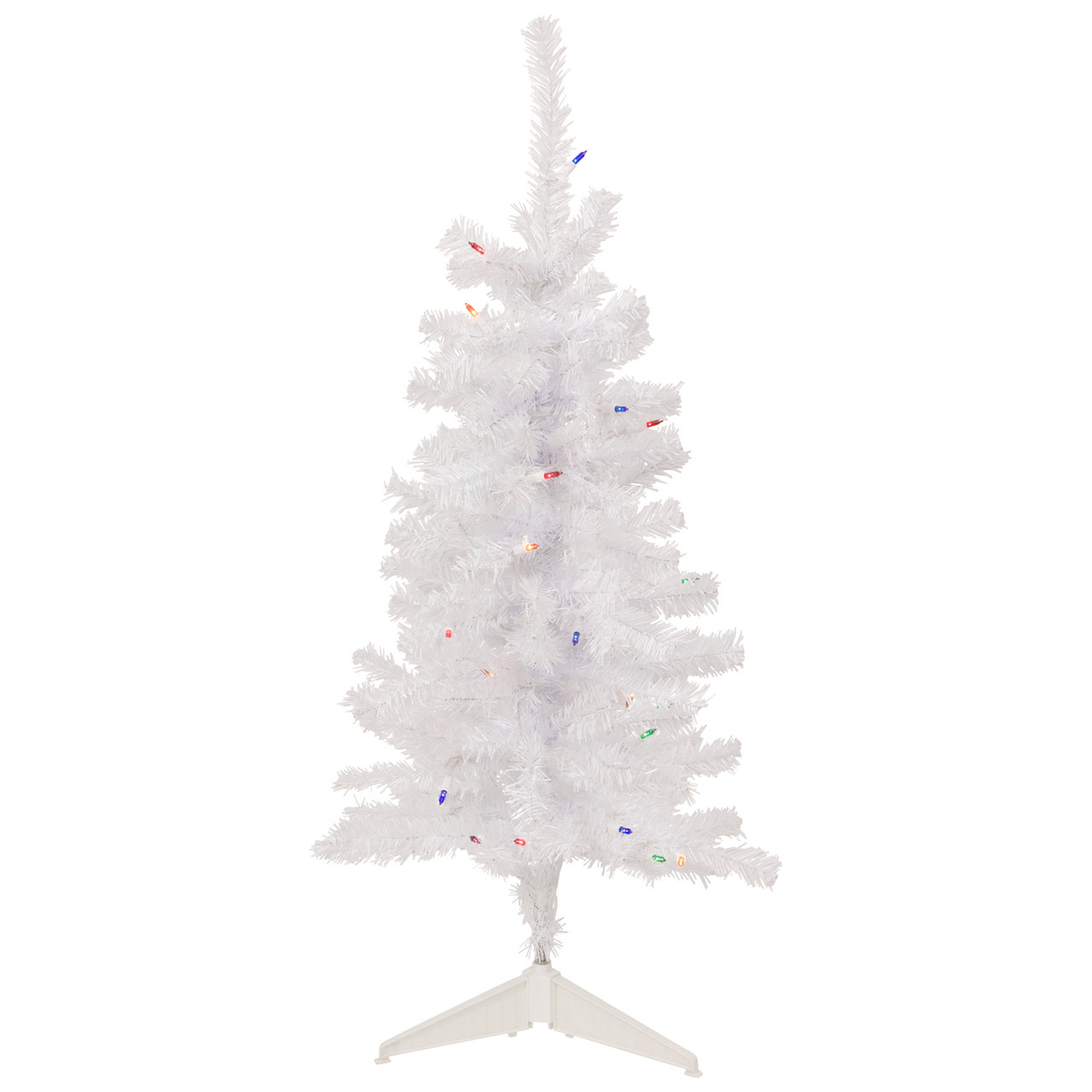 3' Pre-Lit Woodbury White Pine Slim Artificial Christmas Tree, Multi Lights