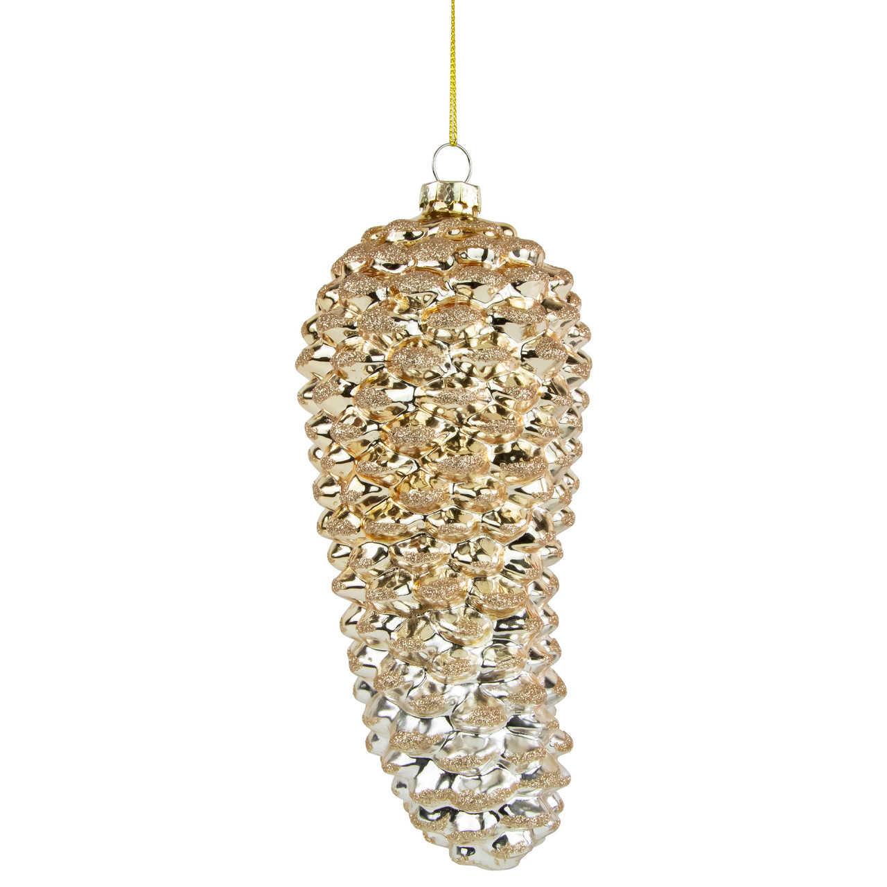 7.25" Gold Pinecone Glass Christmas Ornament