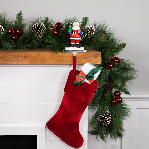 6.25" Santa Claus with Tree and Present Christmas Stocking Holder