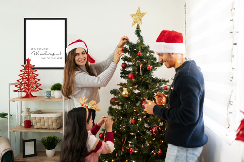 It's the Most Wonderful Time of the Year 19.5" x 25.5" Framed Christmas Wall Decor  Sign Poster in a Black Wooden Frame with UV Acrylic and Hangers