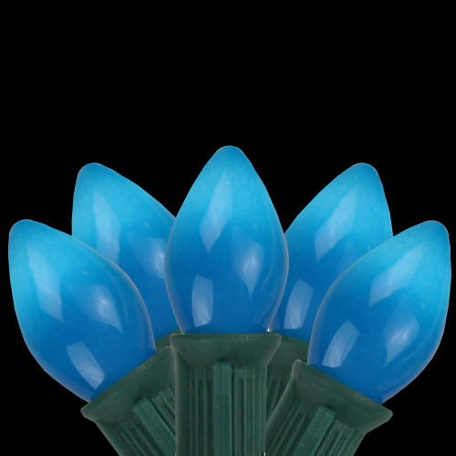 25-Count Blue C7 Opaque Christmas Light Set, 24ft Green Wire