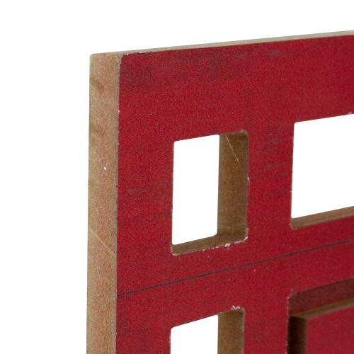 Carved "Merry Christmas " Wooden Rectangular Wall Sign - 24�� - Red and White