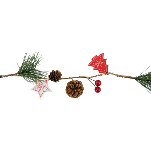 Pre-Lit B/O Tree, Star, and Pinecone Christmas Garland - 6.5' - Warm White