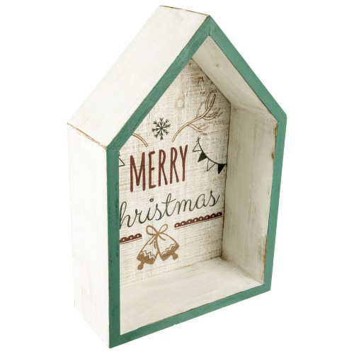 11.75" Green Merry Christmas 3-D House Wall Sign