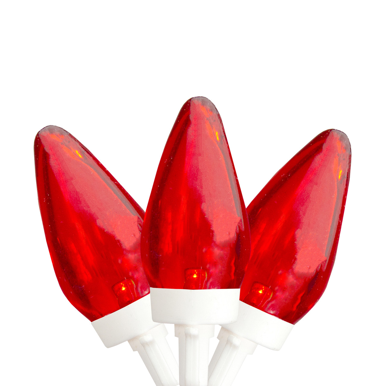 25 Count Red LED C7 Christmas Lights, 16 ft White Wire