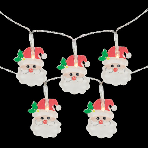 10-Count LED Santa Claus Micro Christmas Light Set 4.5ft, Clear Wire