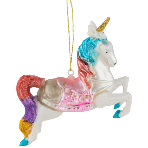 4.25" Pastel Unicorn Glass Christmas Ornament