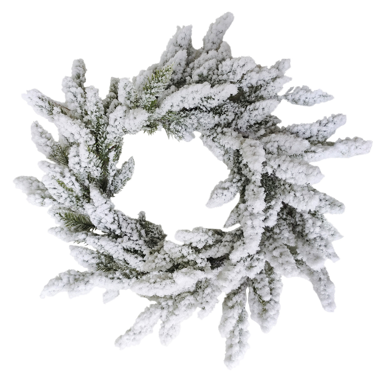 Heavily Flocked Artificial Pine Christmas Wreath, 16.5-Inch, Unlit