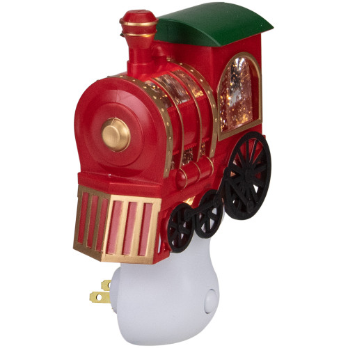 6.5" Red, Green and Gold Glitter Bubble Lamp Christmas Train Night Light