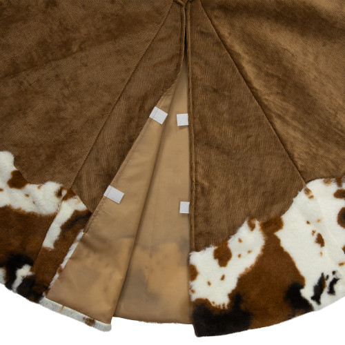 Corduroy Christmas Tree Skirt with Faux Fur Trim - 48" - Brown