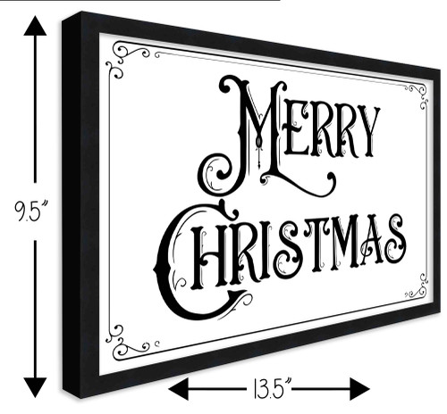 Vintage Merry Christmas 9.5" x 13.5" Framed Christmas Wall Decor Art Print Sign Poster in a Black Wooden Frame with UV Acrylic and Hangers