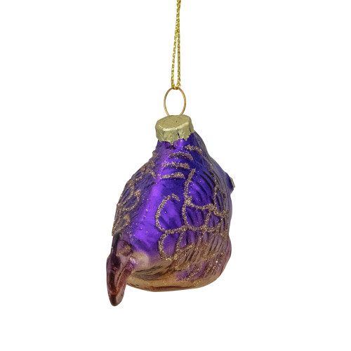 4" Purple and Gold Glass Fish Christmas Ornament