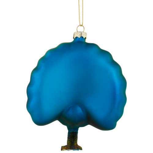 4.75" Glittered Blue and Gold Peacock Glass Christmas Ornament