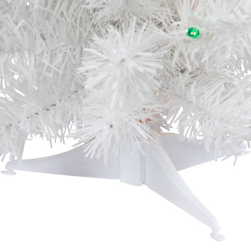 Pre-Lit Artificial Christmas Tree - 18" - White - Multicolor Lights