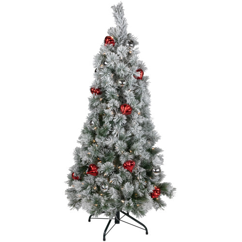 Pre-Lit Snowy Bristle Pine Artificial Christmas Tree - 4.5' - Clear Lights