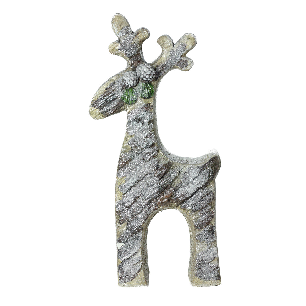 Rustic Woodland Glittered Reindeer Christmas Figure - 22" - Gray