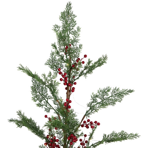 Pre-Lit Berries and Pine Artificial Potted Christmas Tree - 3' - Warm White LED Lights