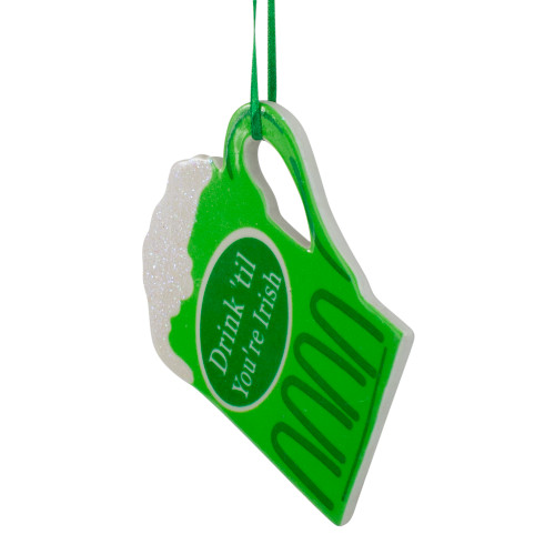 4" Luck of the Irish "Drink 'Til You're Irish" Beer Mug Christmas Ornament