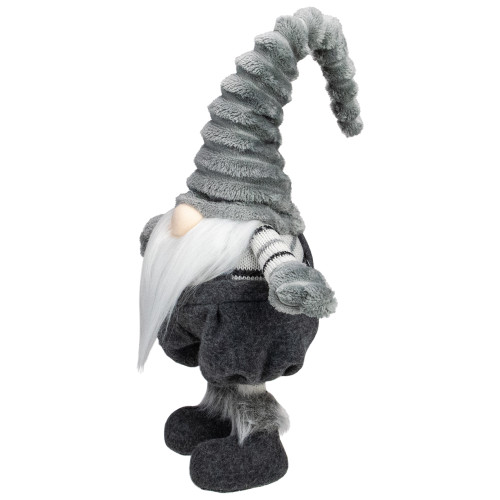 Bouncy Gnome Figure Christmas Decoration - 18" - Gray and White