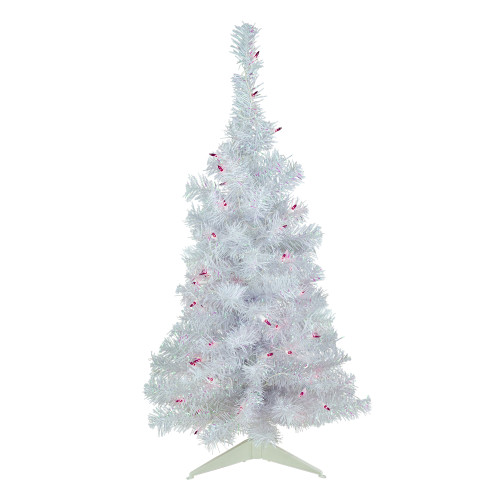 3' Pre-lit Rockport White Pine Artificial Christmas Tree, Purple Lights