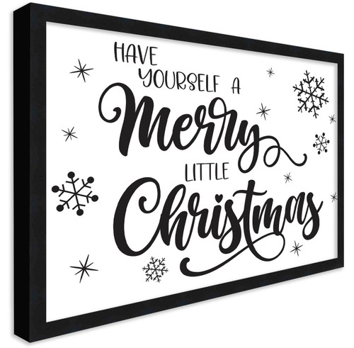 Have Yourself a Merry Little Christmas 14.5" x 19.5" Framed Christmas Wall Decor  Sign Poster in a Black Wooden Frame with UV Acrylic and Hangers