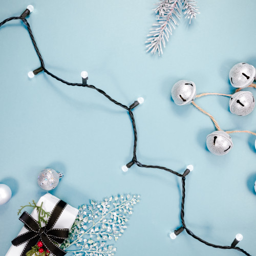 LED G12 Berry Christmas Lights - Pure White - 16' Black Wire - 50 ct