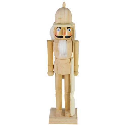 15" Unfinished Paintable Wooden Christmas Nutcracker with Rifle