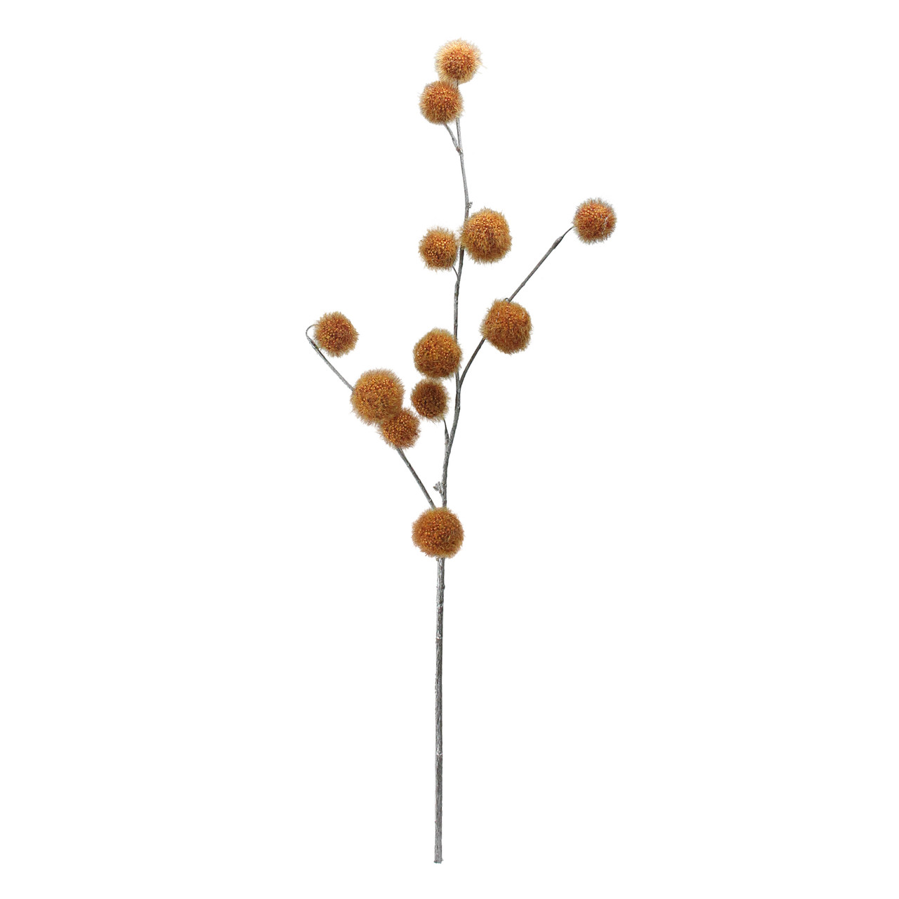 31" Golden Orange Pom Pom Artificial Christmas Spray