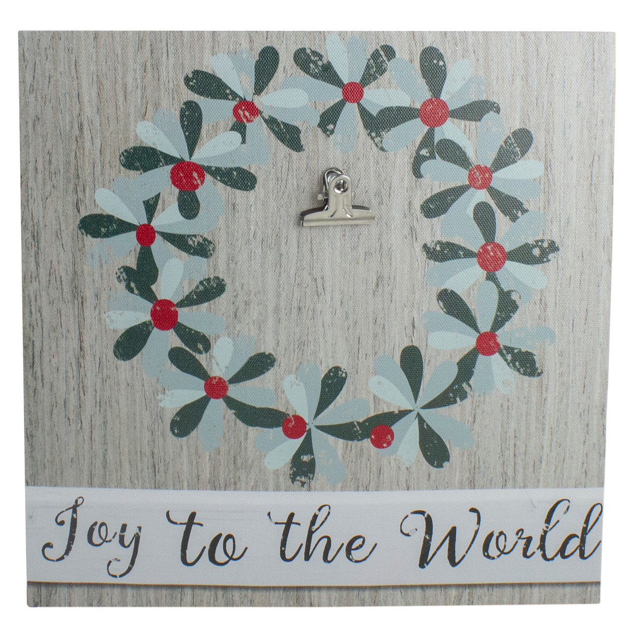10" Christmas Wreath and Joy to the World Canvas Wall Art with Photo Clip