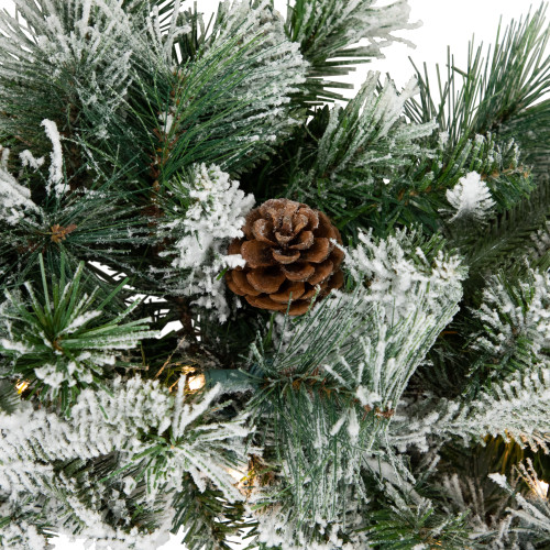 Real Touch?? Pre-Lit Flocked Rosemary Emerald Angel Pine Artificial Christmas Wreath - 30" - Clear LED Lights