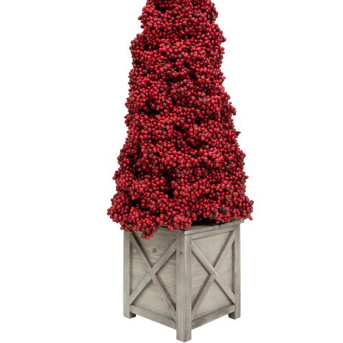 40" Red Berry Cone Potted Christmas Topiary